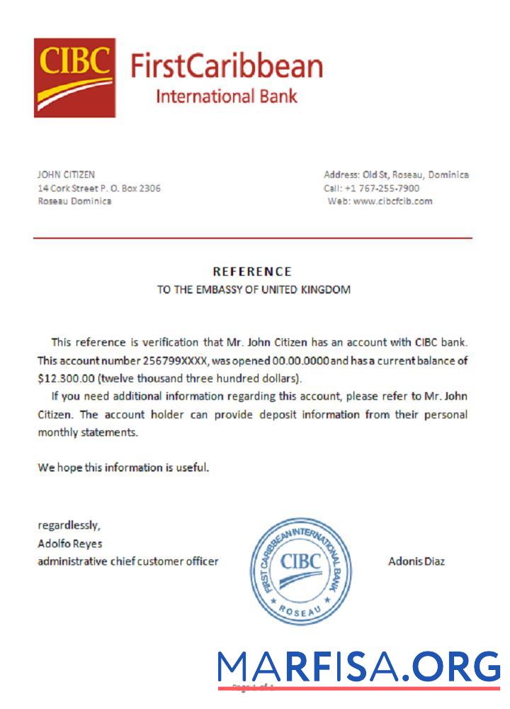 Realistic Dominica CIBC reference template